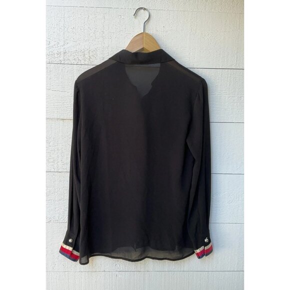 Gucci Black Buttondown Blouse Shirt Top Sheer S - Picture 4 of 7